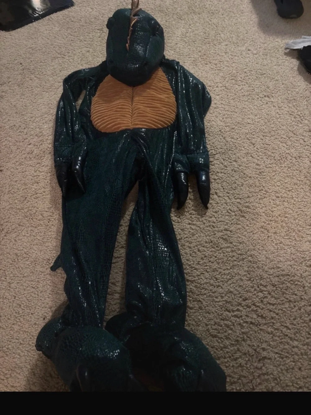 Kids Dark Green Dragon Costume with Brown Belly - Hooded Fantasy Outfit